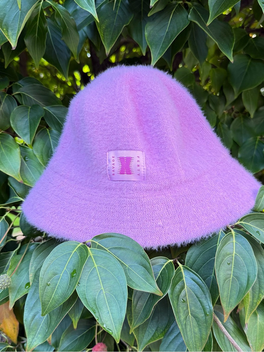 Savage X Fenty Lilac Fuzzy Bucket Hat | Soft Purple Plush Cap